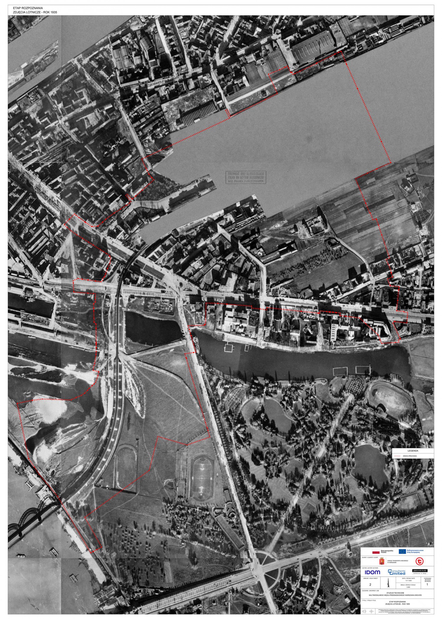 <div id="zdjecielotnicze1935" class="fg-caption-title">Zdjęcie lotnicze przedwojennej Warszawy, na którym zaznaczono obszar analiz w ramach projektu</div> Zdjęcie lotnicze przedwojennej Warszawy, na którym zaznaczono obszar analiz w ramach projektu