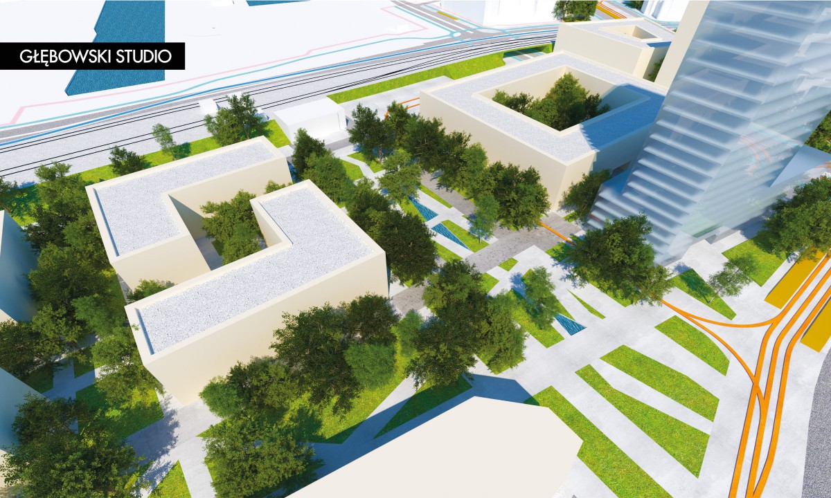 <div id="dstadionzach22" class="fg-caption-title">Rejon Dworca Stadion, plac przeddworcowy - widok w kierunku zachodnim, wariant W22</div> Rejon Dworca Stadion, plac przeddworcowy - widok w kierunku zachodnim, wariant W22