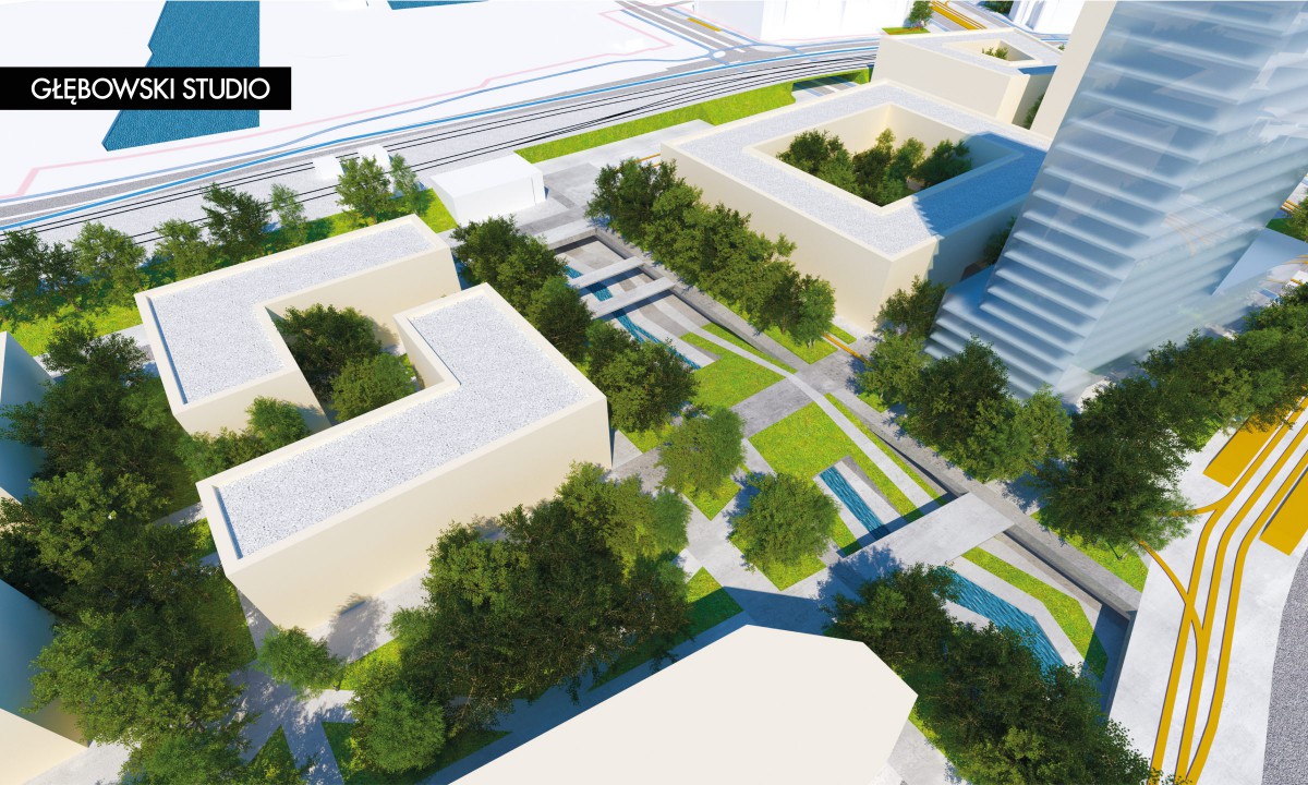 <div id="dstadionzach32" class="fg-caption-title">Rejon Dworca Stadion, plac przeddworcowy - widok w kierunku zachodnim, wariant W32</div> Rejon Dworca Stadion, plac przeddworcowy - widok w kierunku zachodnim, wariant W32