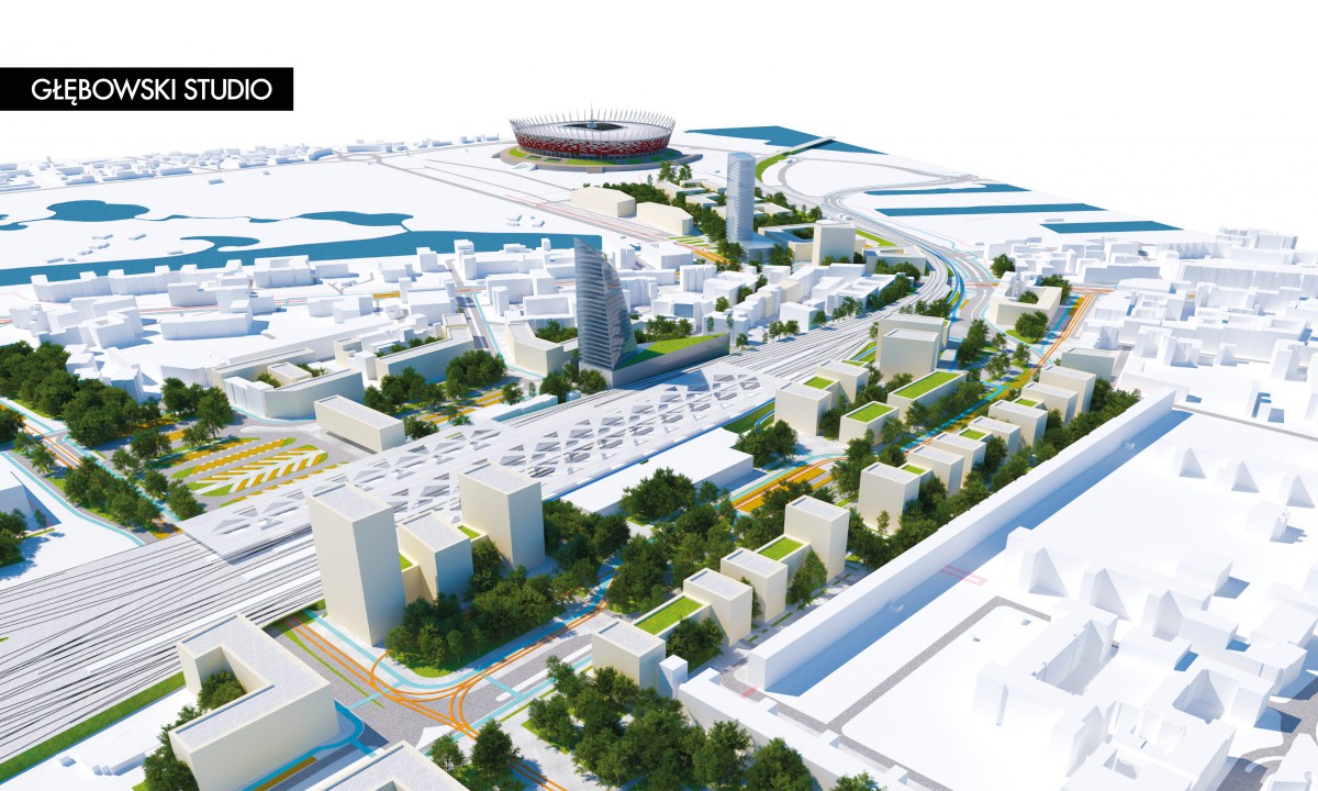 <div id="dwschpld22" class="fg-caption-title">Rejon Dworca Wschodniego - widok w kierunku południowym, wariant W22</div> Rejon Dworca Wschodniego - widok w kierunku południowym, wariant W22